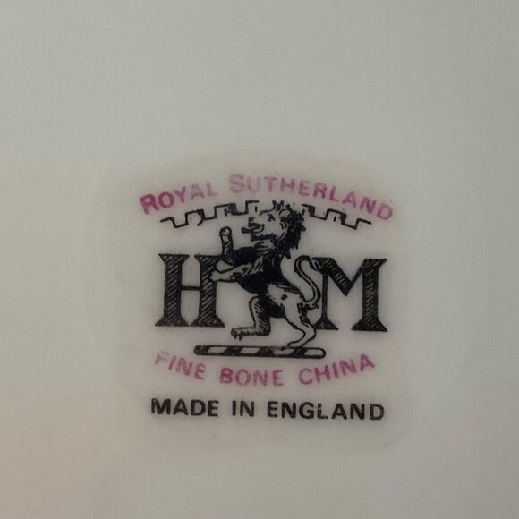 Royal Sutherland Bone China Plate Pastoral Couple Scene Gold Floral Blue Rim - Picture 6 of 6